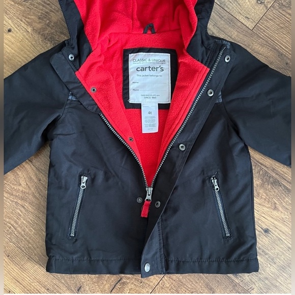 CARTER'S Black and Gray Brushed Poly Micro Fleece-Lined Jacket - Picture 4 of 8